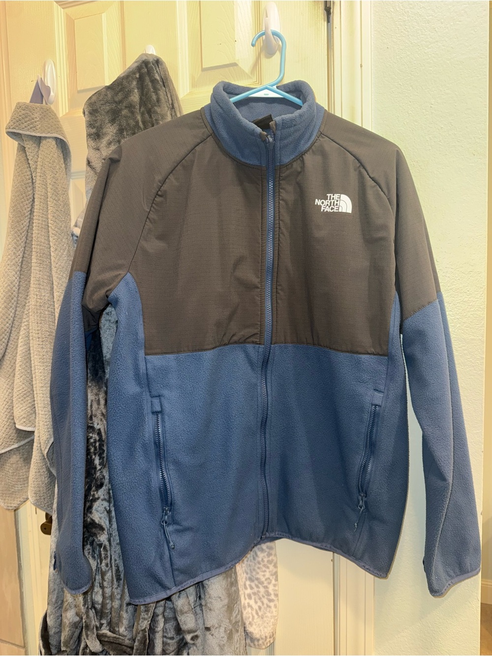 The North Face Blue and Gray Full-Zip Fleece Jacket